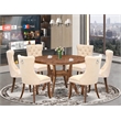 East West Furniture Irving 7-Piece Modern Dining Table Set in Walnut Finish