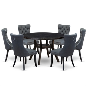 East West Furniture Irving 7-Piece Modern Dining Table Set in Black Finish