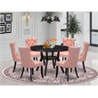 East West Furniture Irving 7 Piece Round Dining Room Set in Black Finish