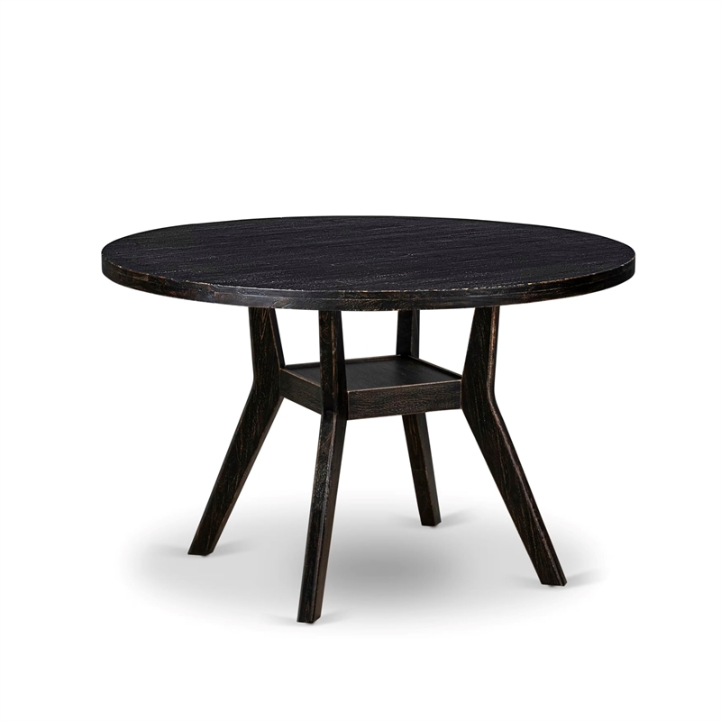 East West Furniture Irving 7 Piece Round Dining Room Set in Black Finish