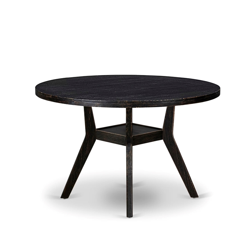 East West Furniture Irving 7 Piece Round Dining Room Set in Black Finish