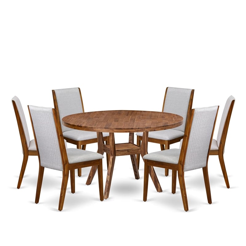 East West Furniture Irving 7-Piece Kitchen Table Set in Walnut Finish
