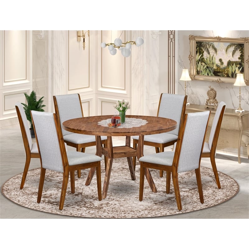 East West Furniture Irving 7-Piece Kitchen Table Set in Walnut Finish