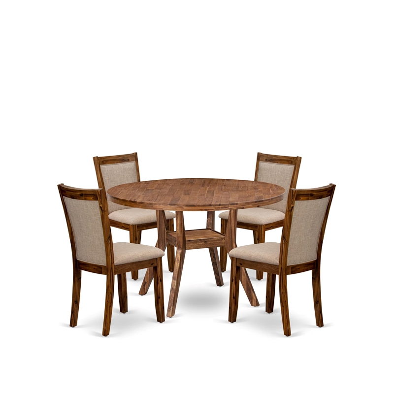 East West Furniture Irving 5-Piece Dining Table Set in Walnut Finish