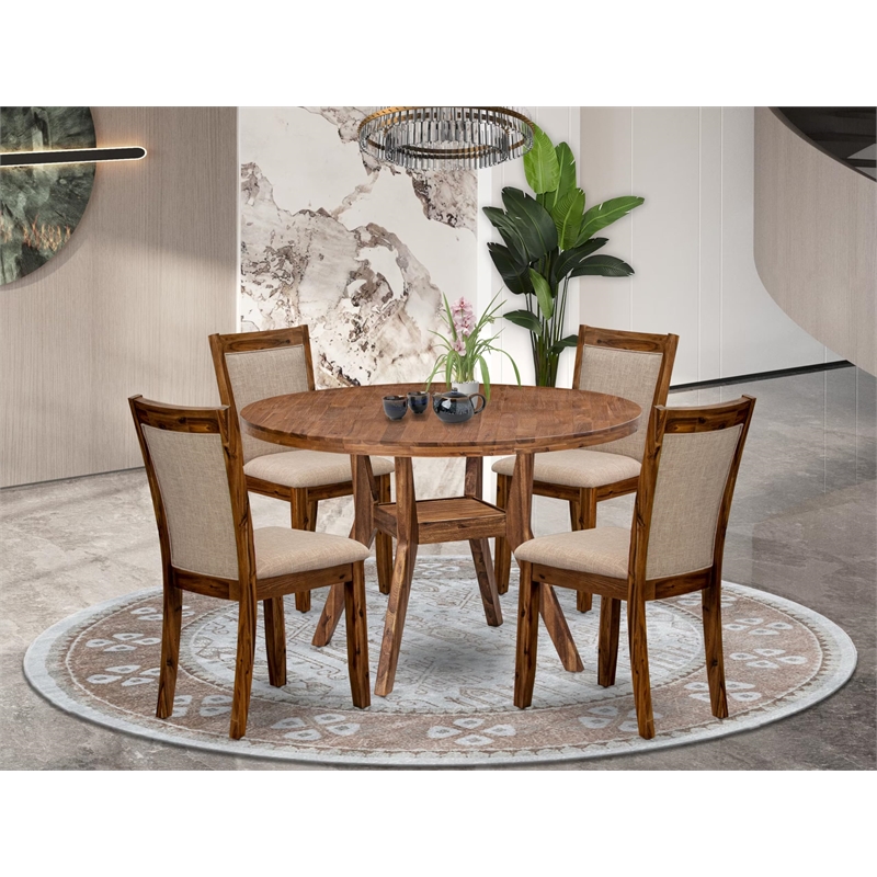 East West Furniture Irving 5-Piece Dining Table Set in Walnut Finish