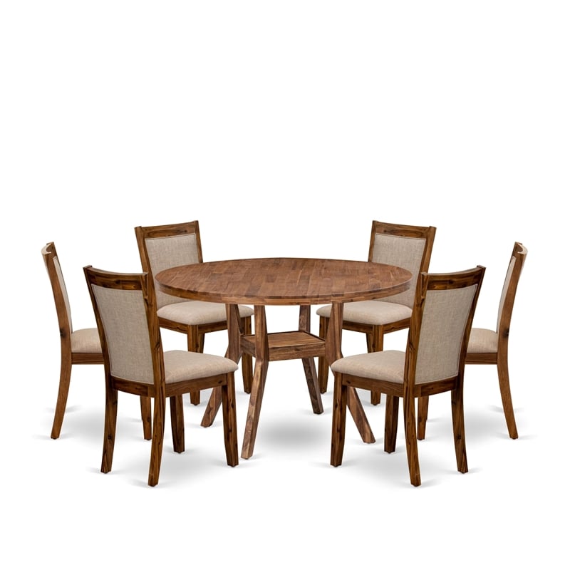 East West Furniture Irving 7-Piece Mid-Century Kitchen Table Set in Walnut