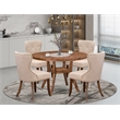 East West Furniture Irving 5 Piece Round Kitchen Set in Walnut Finish