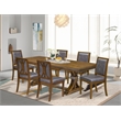 East West Furniture Laneville 7-Piece Kitchen Table Set in Walnut Finish