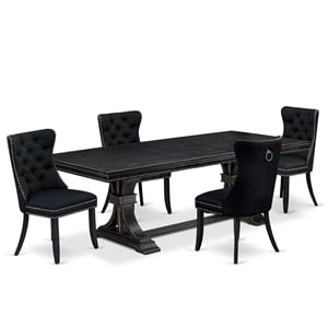 East West Furniture Laneville 5-Piece Modern Dining Set in Black Finish