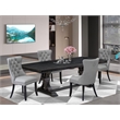 East West Furniture Laneville 5-Piece Kitchen Dining Set in Black Finish