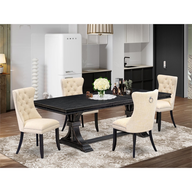 East West Furniture Laneville 5-Piece Kitchen Dining Set in Black Finish