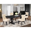 East West Furniture Laneville 5-Piece Kitchen Dining Set in Black Finish