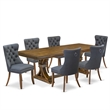East West Furniture Laneville 7-Piece Modern Dining Table Set in Walnut Finish
