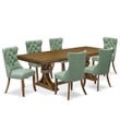 East West Furniture Laneville 7-Piece Dining Table Set in Walnut Finish