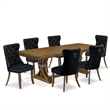 East West Furniture Laneville 7-Piece Modern Dining Table Set in Walnut Finish