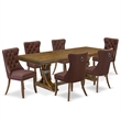 East West Furniture Laneville 7-Piece Modern Dining Table Set in Walnut Finish