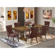 East West Furniture Laneville 7-Piece Modern Dining Table Set in Walnut Finish