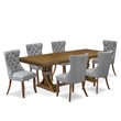 East West Furniture Laneville 7-Piece Modern Dining Table Set in Walnut Finish