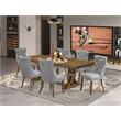 East West Furniture Laneville 7-Piece Modern Dining Table Set in Walnut Finish