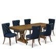 East West Furniture Laneville 7-Piece Dining Table Set in Walnut Finish