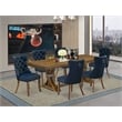 East West Furniture Laneville 7-Piece Dining Table Set in Walnut Finish