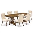 East West Furniture Laneville 7-Piece Modern Dining Table Set in Walnut Finish