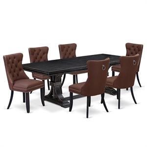 East West Furniture Laneville 7-Piece Kitchen Table Set in Black Finish