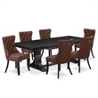 East West Furniture Laneville 7-Piece Kitchen Table Set in Black Finish