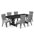 East West Furniture Laneville 7-Piece Dining Table Set in Black Finish