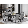 East West Furniture Laneville 7-Piece Dining Table Set in Black Finish
