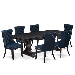 East West Furniture Laneville 7-Piece Kitchen Table Set in Black Finish