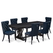 East West Furniture Laneville 7-Piece Kitchen Table Set in Black Finish