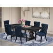 East West Furniture Laneville 7-Piece Kitchen Table Set in Black Finish