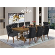 East West Furniture Laneville 9-Piece Kitchen Table Set in Walnut Finish