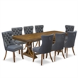 East West Furniture Laneville 9-Piece Dining Room Set in Walnut Finish
