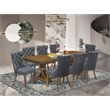 East West Furniture Laneville 9-Piece Dining Room Set in Walnut Finish