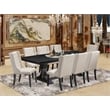 East West Furniture Laneville 9-Piece Kitchen Table Set in Black Finish