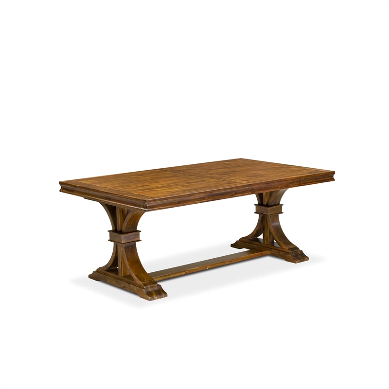 East West Furniture Laneville 9-Piece Extendable Dining Table Set in Walnut