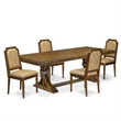 East West Furniture Laneville 5-Piece Dining Table Set in Walnut Finish