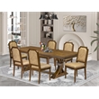 East West Furniture Laneville 7-Piece Modern Dining Table Set in Walnut Finish