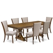 East West Furniture Laneville 7-Piece Modern Dining Table Set in Walnut Finish