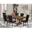 East West Furniture Laneville 7-Piece Kitchen Table Set in Walnut Finish