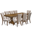 East West Furniture Laneville 9-Piece Dining Room Set in Walnut Finish