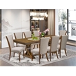 East West Furniture Laneville 9-Piece Dining Room Set in Walnut Finish