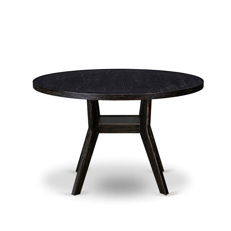 East West Furniture Irving 7 Piece Round Kitchen Table Set in Black Finish