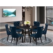 East West Furniture Irving 7 Piece Round Kitchen Set in Black Finish