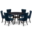 East West Furniture Irving 7 Piece Round Kitchen Set in Black Finish