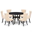 East West Furniture Irving 7-Piece Dining Table Set in Black Finish