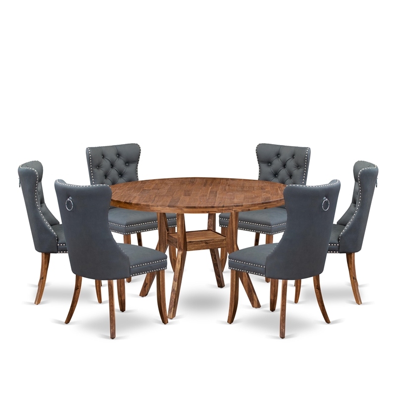 East West Furniture Irving 7-Piece Dining Table Set in Walnut Finish