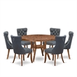 East West Furniture Irving 7-Piece Dining Table Set in Walnut Finish